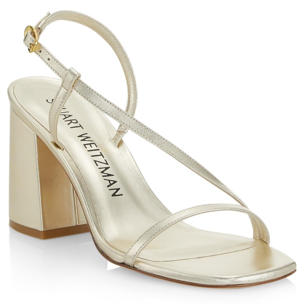 🌹STUART WEITZMAN 🌹 Soiree Block Heel Sandals In Gold Size: 6B